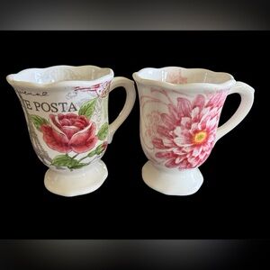 French Style Floral Ceramic Mugs Set from Witch’s Estate Sale ⭐️great story
